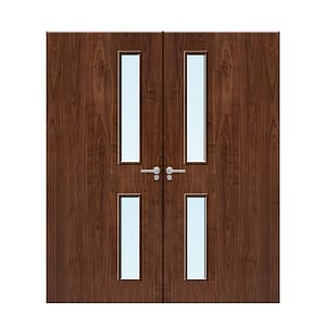 Internal Walnut Veneer 10G Glazed Pair FD30 Fire Door