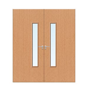 Internal Beech Veneer 10G Glazed Pair FD30 Fire Door
